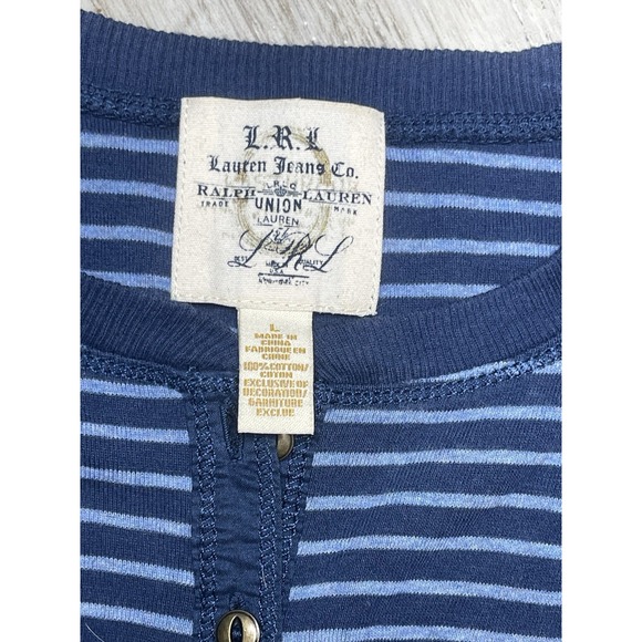 Lauren‎ Jeans Co Top Womens Size Large  Blue Striped Cotton Vintage - Picture 6 of 7